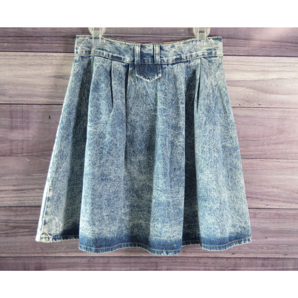 Stuffed Shirt Stone Washed Denim Skirt Vintage 80's Size 11/12 29 inch waist - Picture 4 of 12